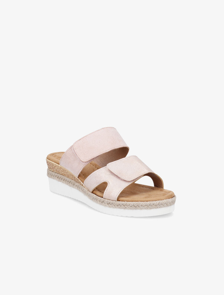 Mules compensées à scratch - Rose - 2