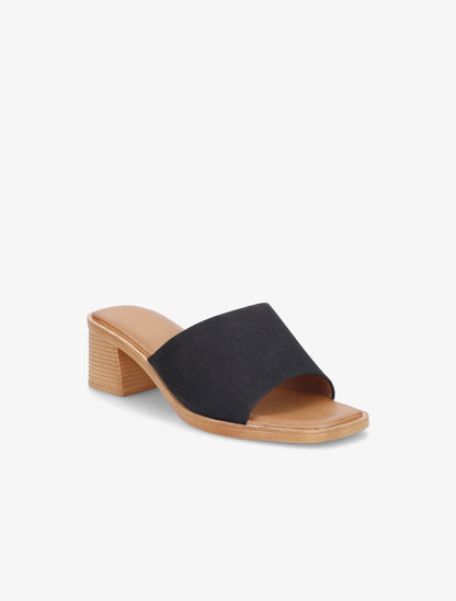 Mules en simili effet toile - Noir - 2