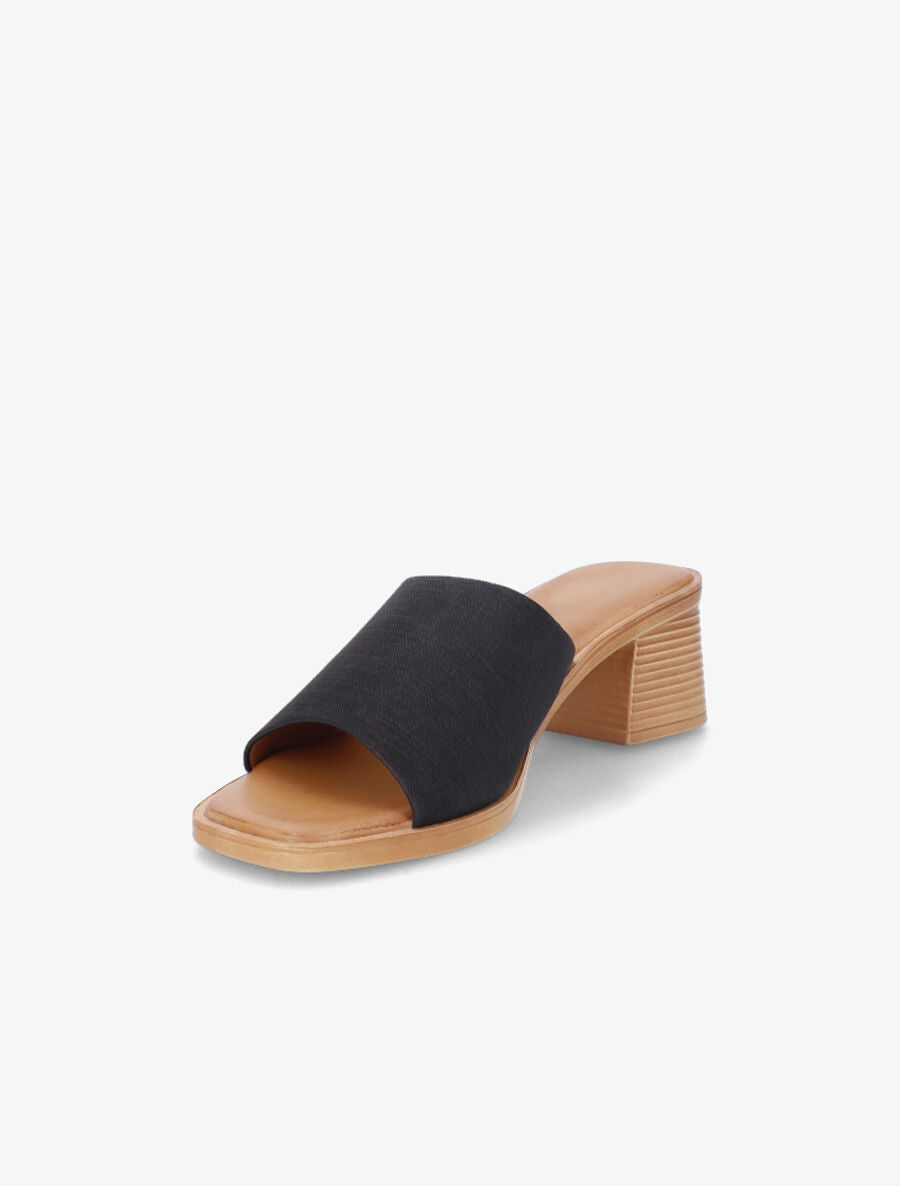 Mules en simili effet toile - Noir - 3