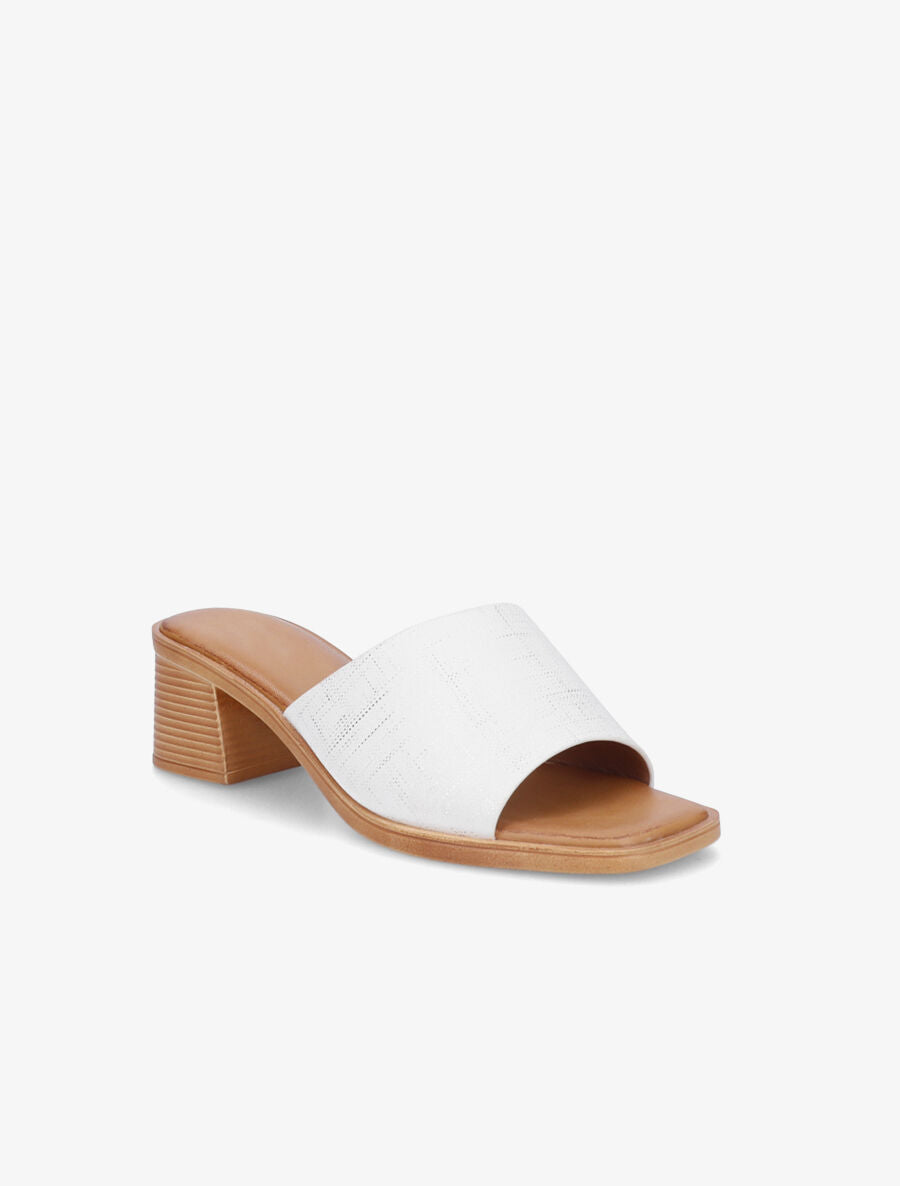 Mules en simili effet toile - Blanc - 2