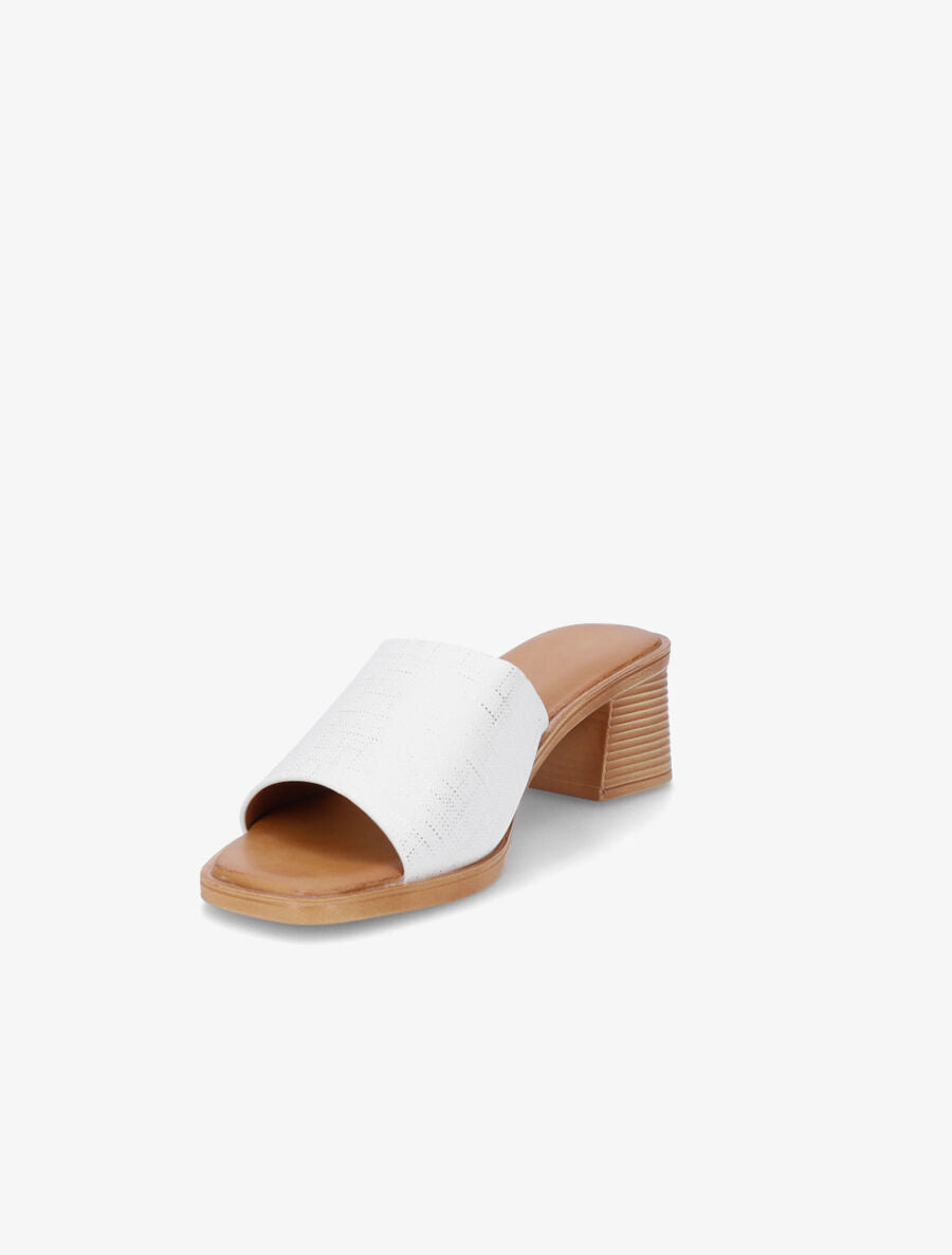 Mules en simili effet toile - Blanc - 3