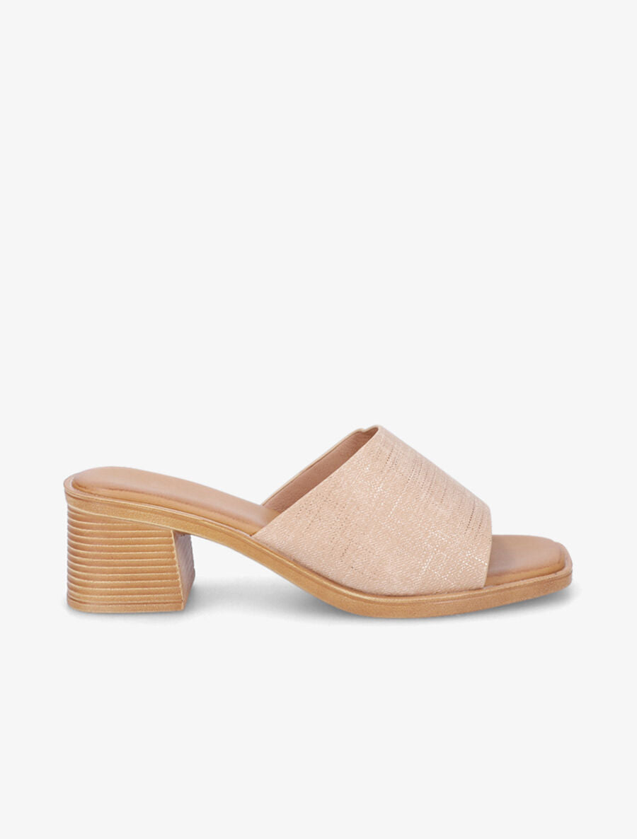 Mules en simili effet toile - Nude - 1