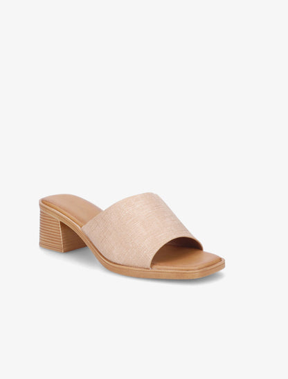 Mules en simili effet toile - Nude - 2