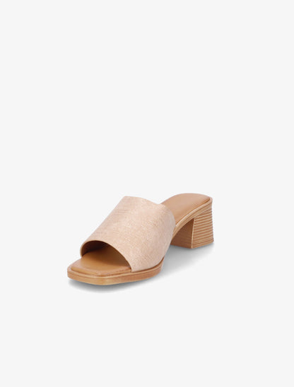 Mules en simili effet toile - Nude - 3