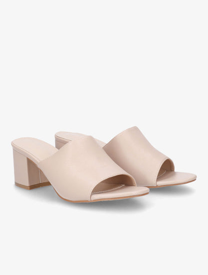 Mules basiques en simili - Nude - 4