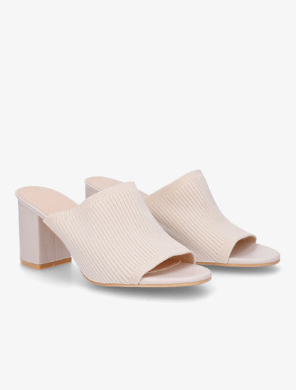 Mules basiques en tissu - Beige - 4