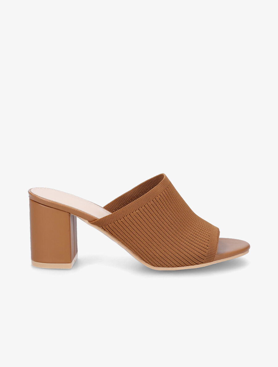 Mules basiques en tissu - Camel - 1