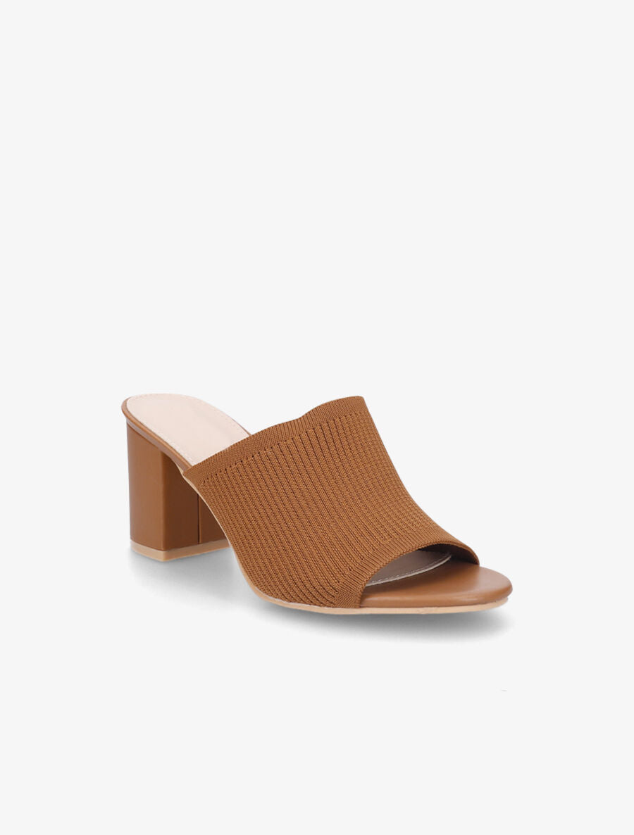 Mules basiques en tissu - Camel - 2