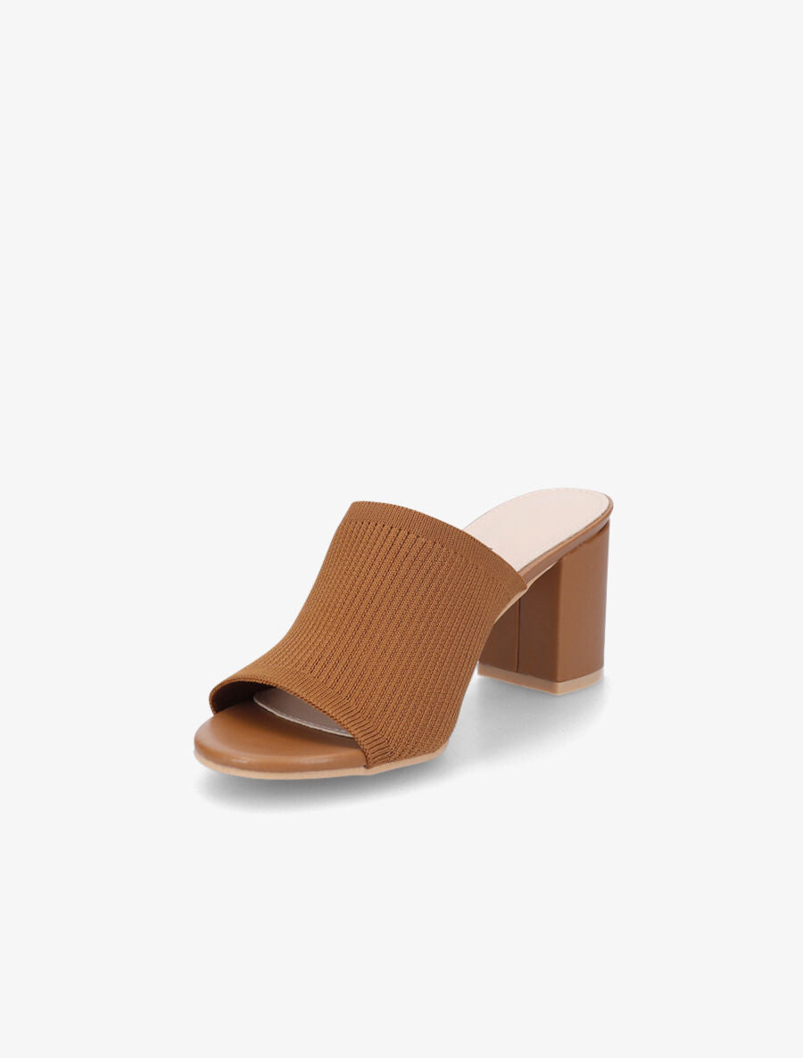 Mules basiques en tissu - Camel - 3