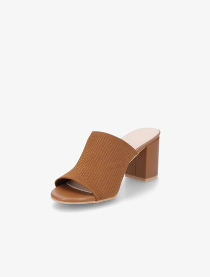 Mules basiques en tissu - Camel - 3