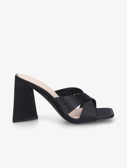 Mules à talon triangulaire - Noir - 5