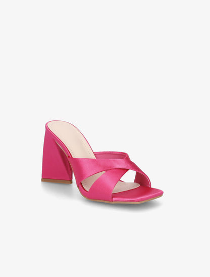 Mules à talon triangulaire - Fushia - 2
