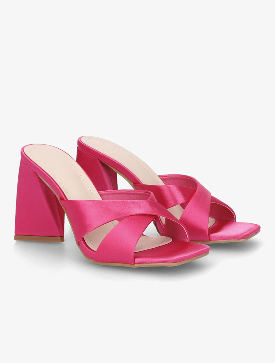 Mules à talon triangulaire - Fushia - 4