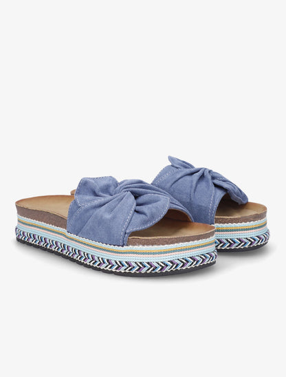 Claquettes torsadées en suédine - Bleu - 4