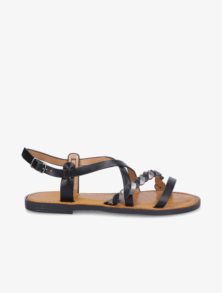Nu-pieds entrelacés et tressés - Noir - 1