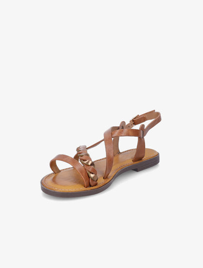 Nu-pieds entrelacés et tressés - Camel - 3