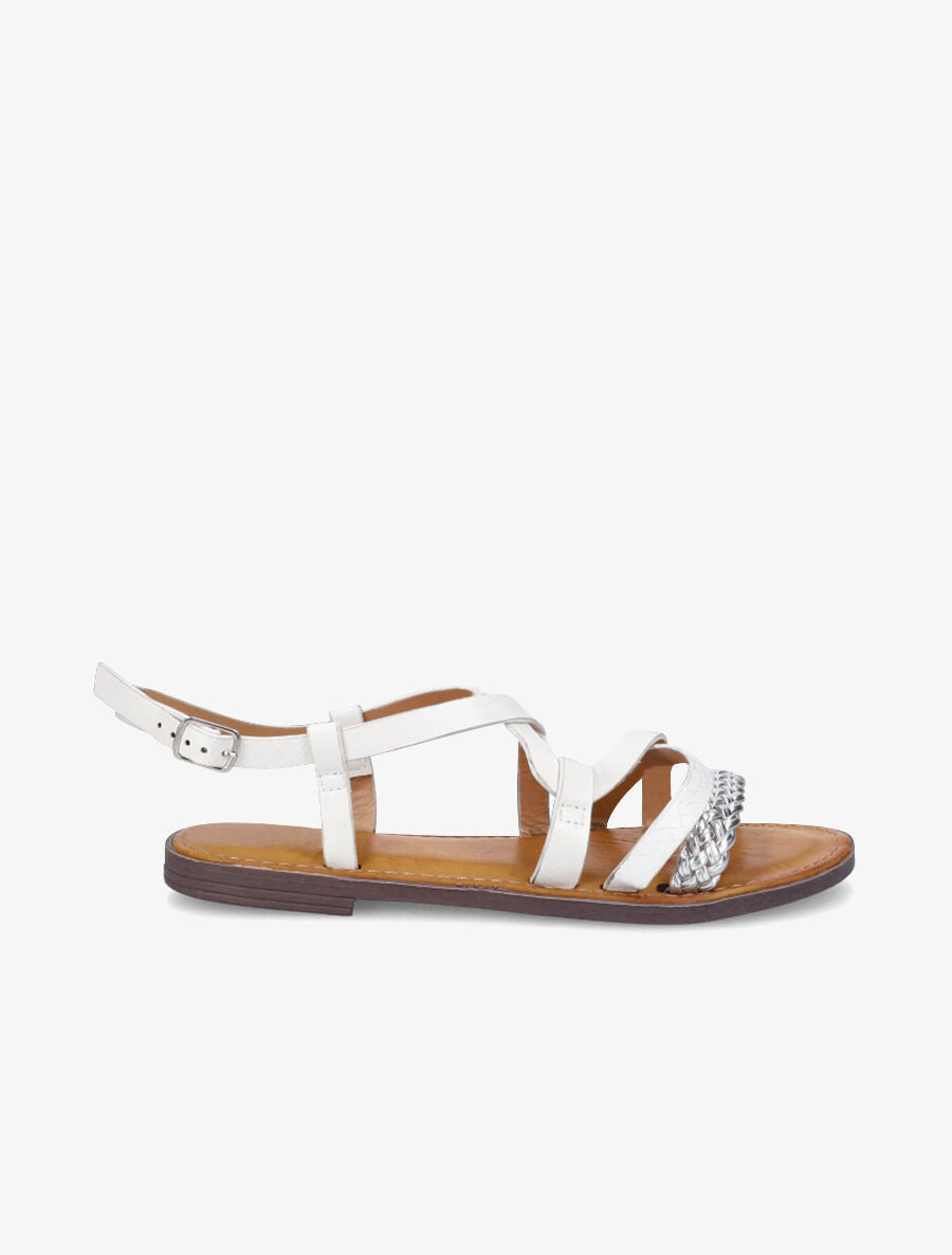 Nu-pieds croisés à tresse - Blanc - 1