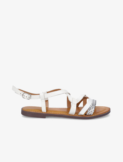 Nu-pieds croisés à tresse - Blanc - 1