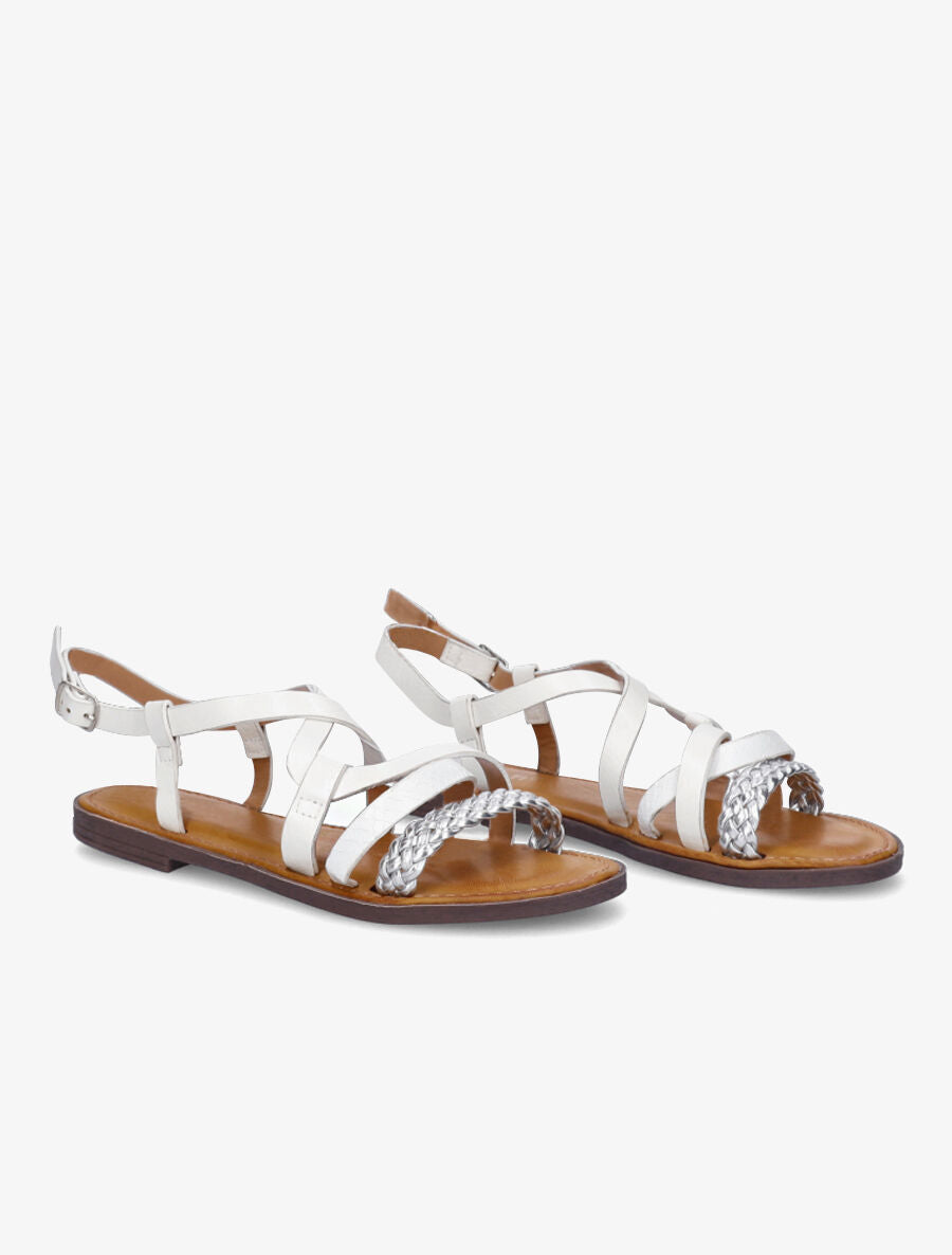 Nu-pieds croisés à tresse - Blanc - 4