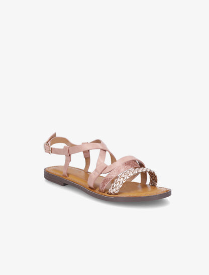 Nu-pieds croisés à tresse - Vieux rose - 2