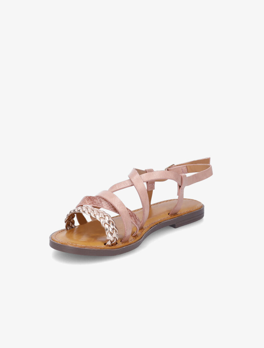 Nu-pieds croisés à tresse - Vieux rose - 3
