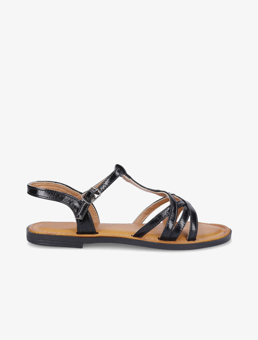 Nu-pieds vernis entrelacés - Noir - 1