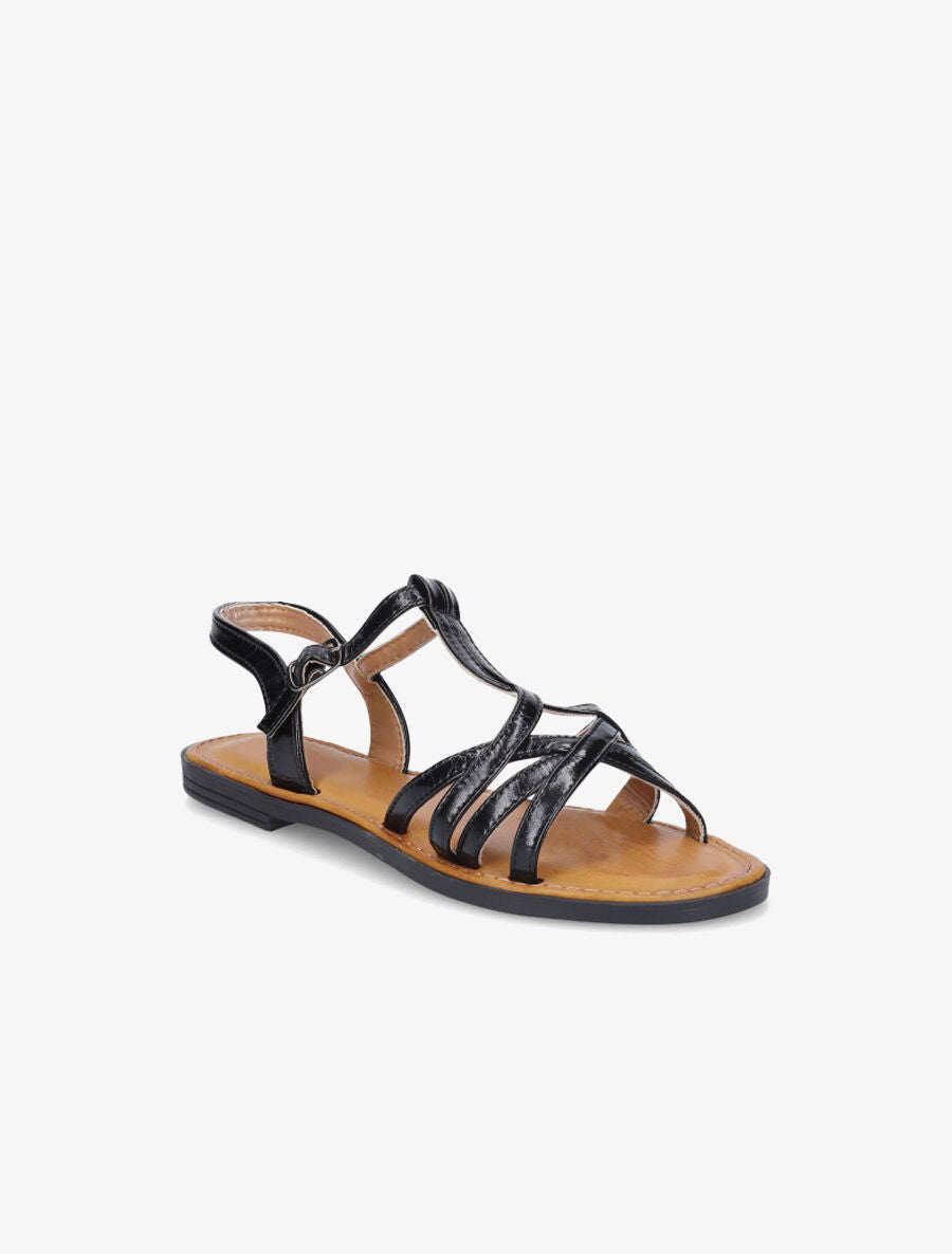 Nu-pieds vernis entrelacés - Noir - 2