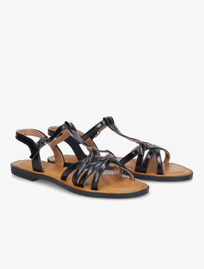 Nu-pieds vernis entrelacés - Noir - 4