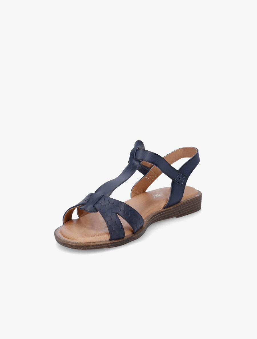 Nu-pieds en T en simili texturé - Marine - 3