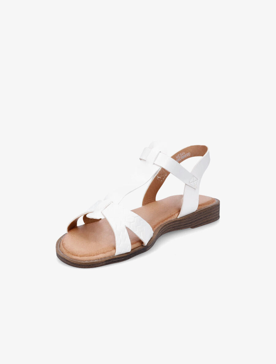 Nu-pieds en T en simili texturé - Blanc - 3