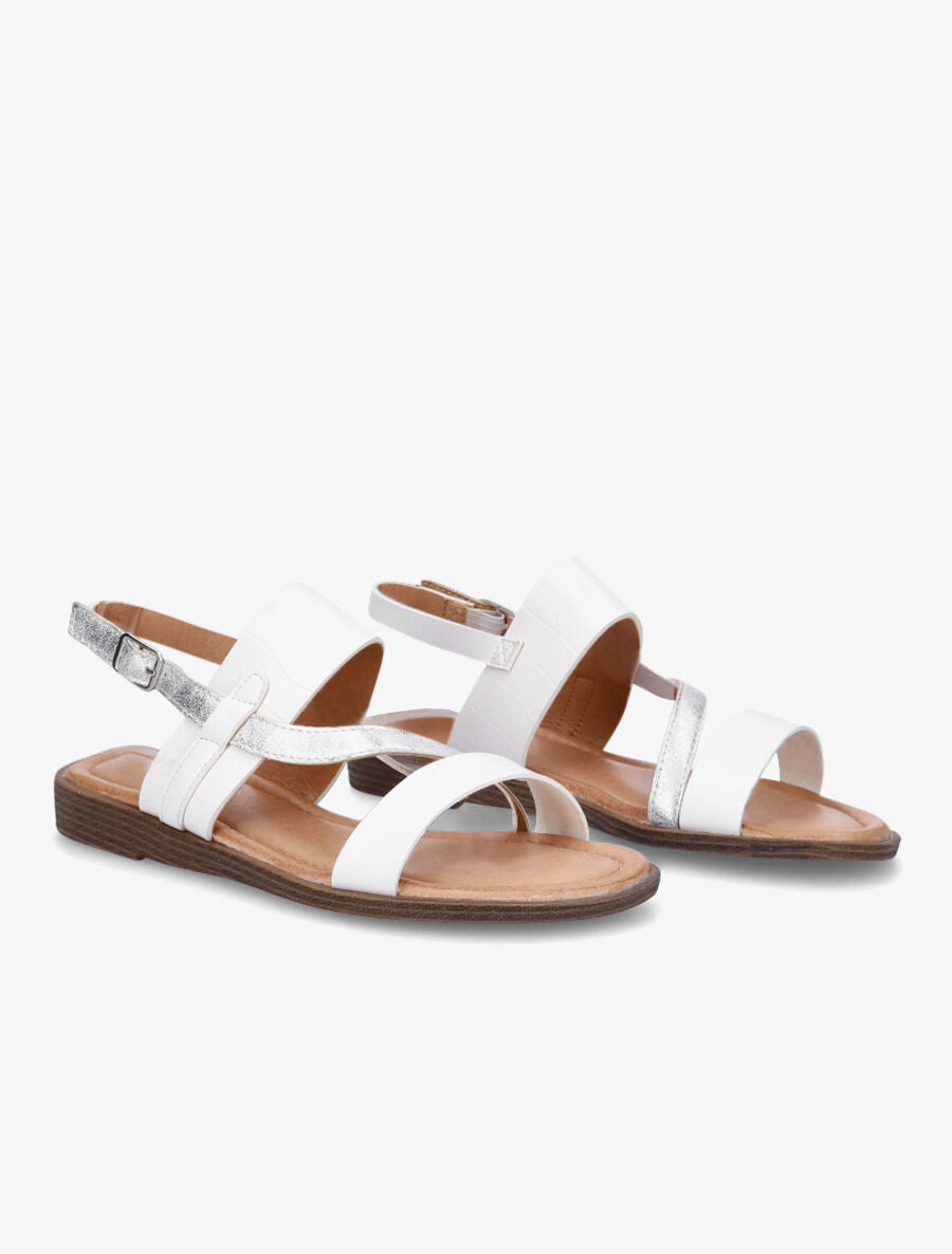 Nu-pieds effet croco et irisés - Blanc - 4