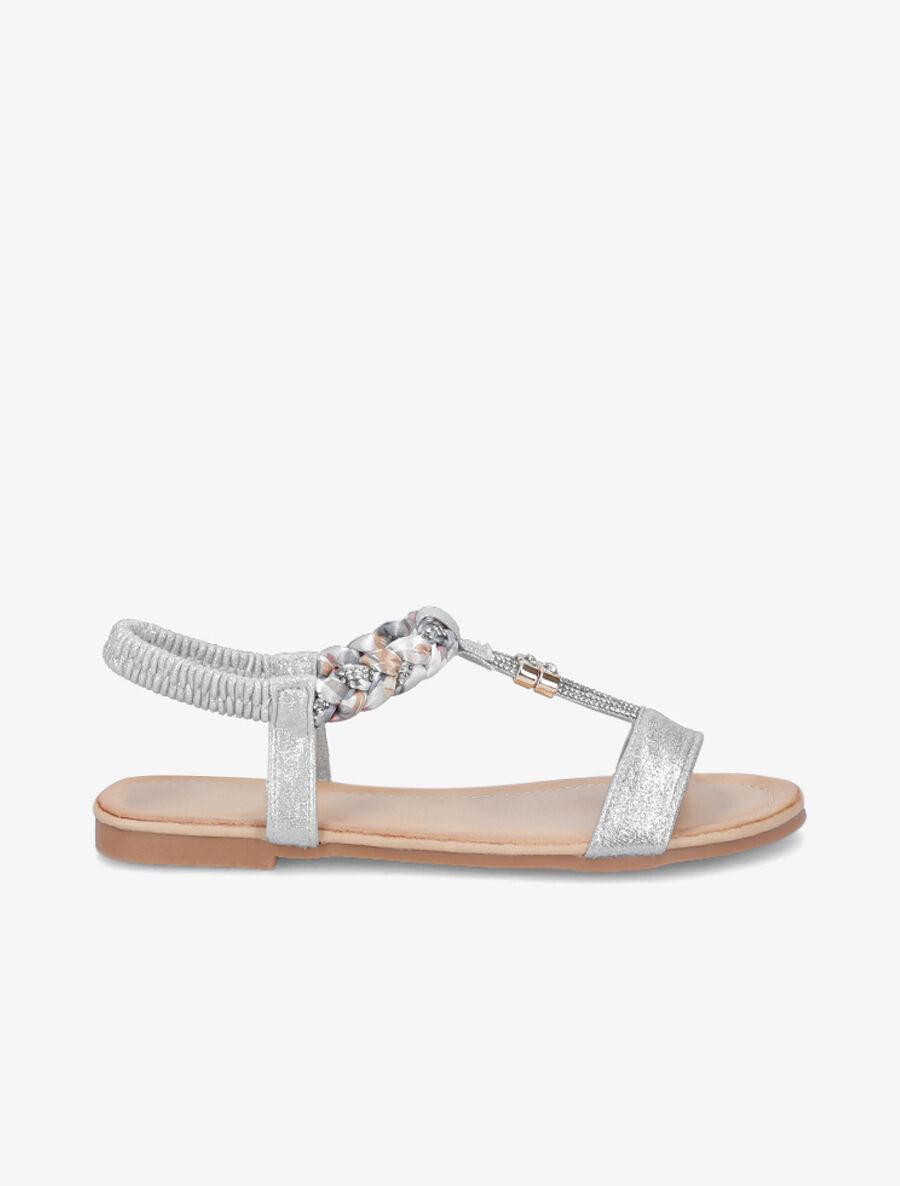 Nu-pieds irisés en T à strass - Argent - 1