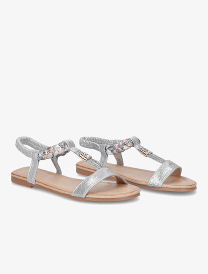 Nu-pieds irisés en T à strass - Argent - 4