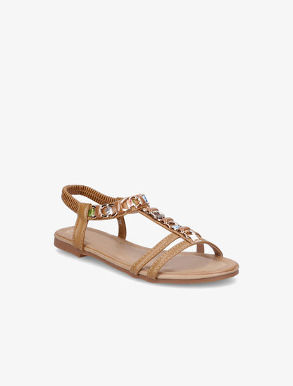 Nu-pieds bijou en simili - Camel - 2