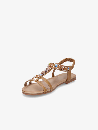 Nu-pieds bijou en simili - Camel - 3