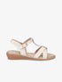 Sandales semi-compensées à bride en T - Beige - 1