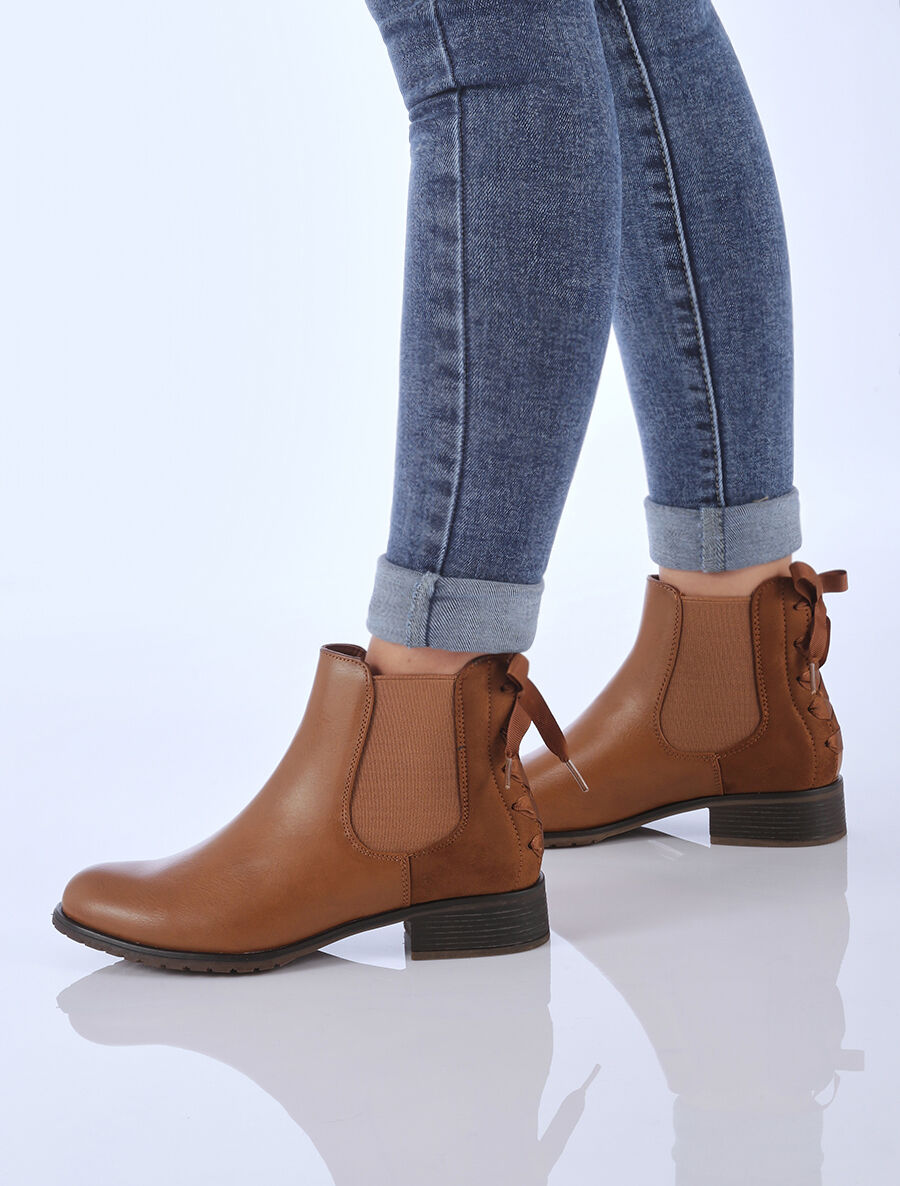 Chelsea boots à contrefort corsage - Camel - 6