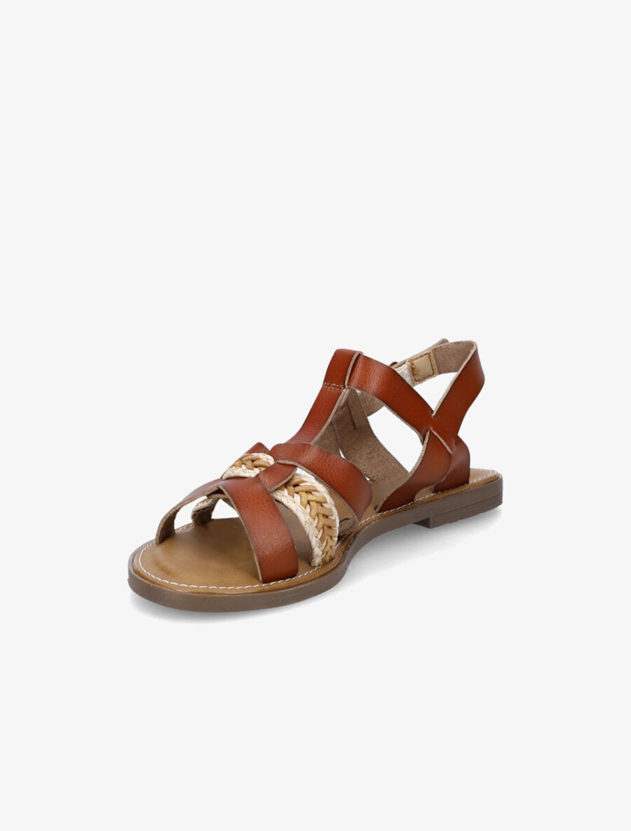 Nu-pieds en simili à tresse - Marron - 3