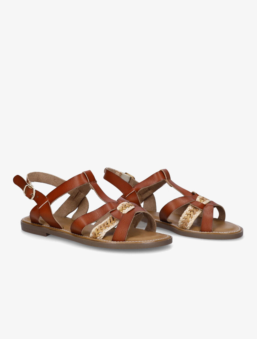 Nu-pieds en simili à tresse - Marron - 4