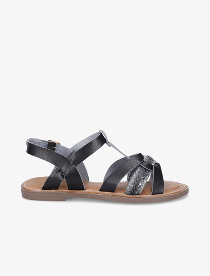 Nu-pieds en simili à tresse - Noir - 5