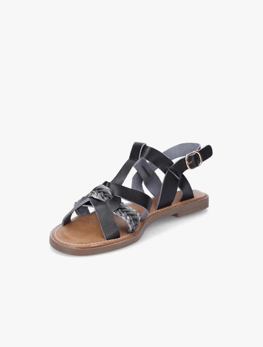 Nu-pieds en simili à tresse - Noir - 3