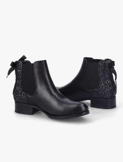 Chelsea boots à contrefort pailleté à corsage - Noir - 1