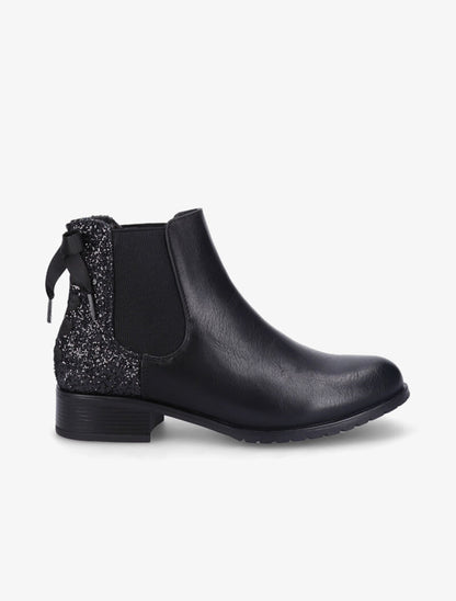 Chelsea boots à contrefort pailleté à corsage - Noir - 2
