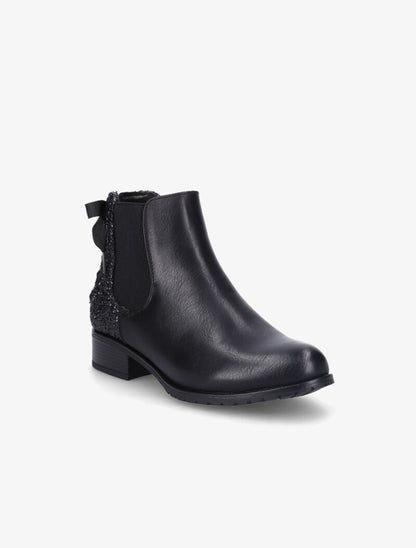 Chelsea boots à contrefort pailleté à corsage - Noir - 3