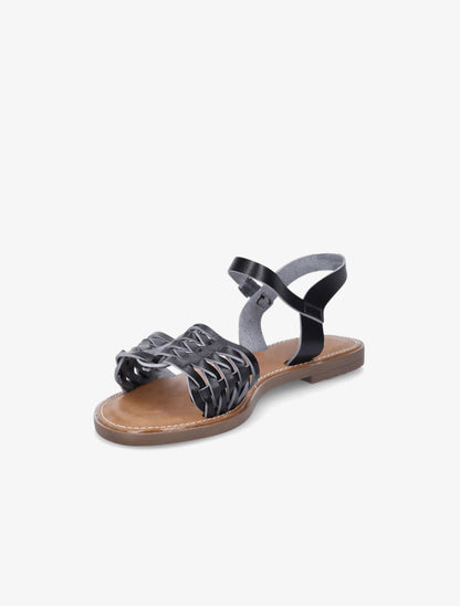Nu-pieds tressés en simili - Noir - 3