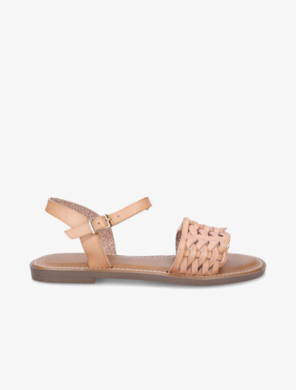 Nu-pieds tressés en simili - Rose - 1