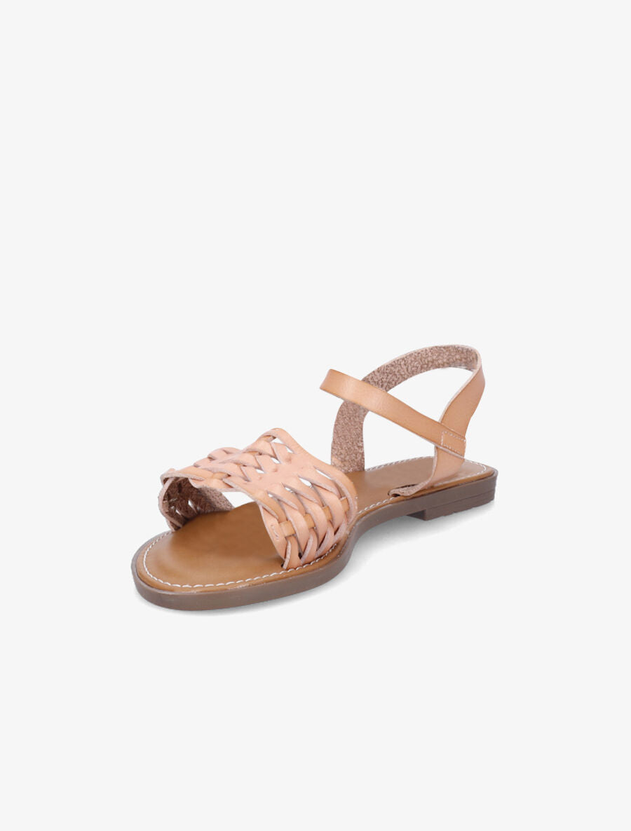 Nu-pieds tressés en simili - Rose - 3