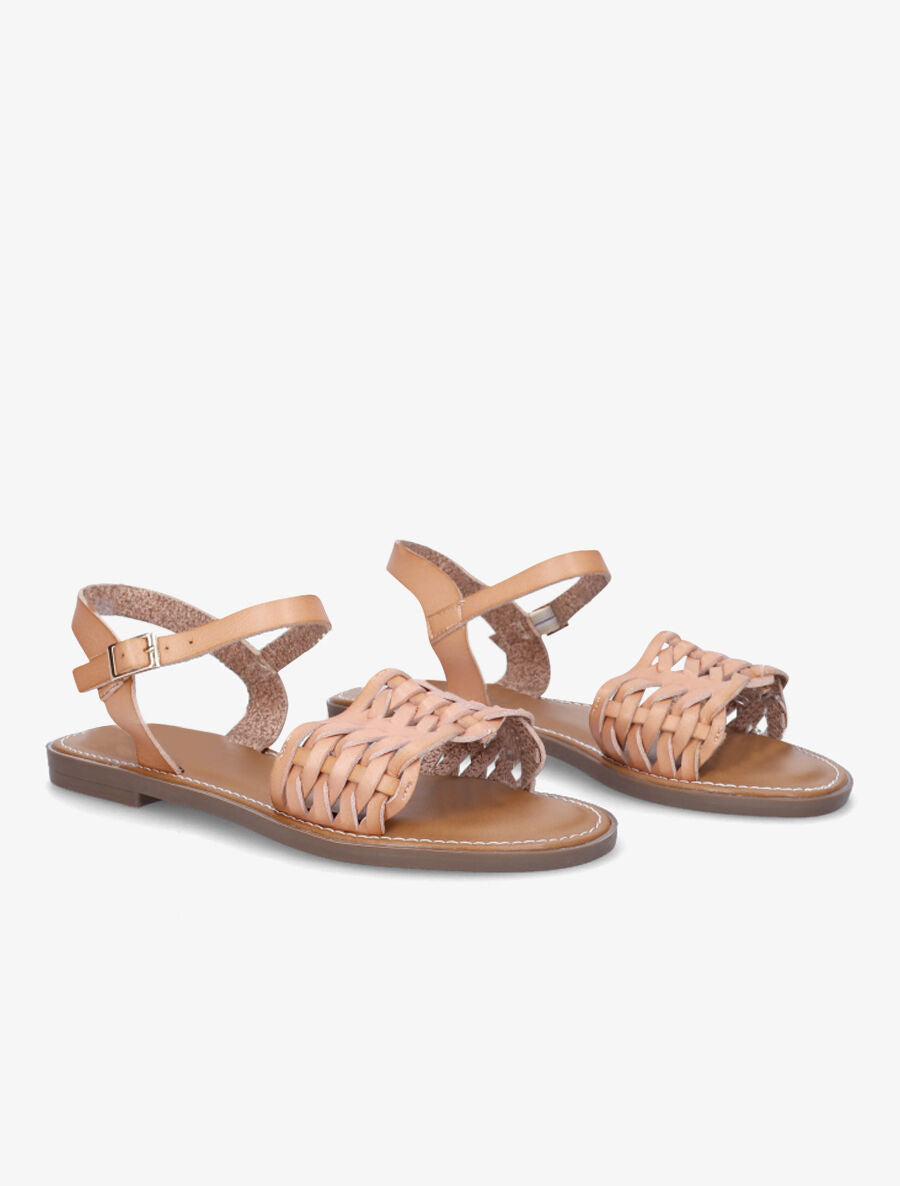 Nu-pieds tressés en simili - Rose - 4