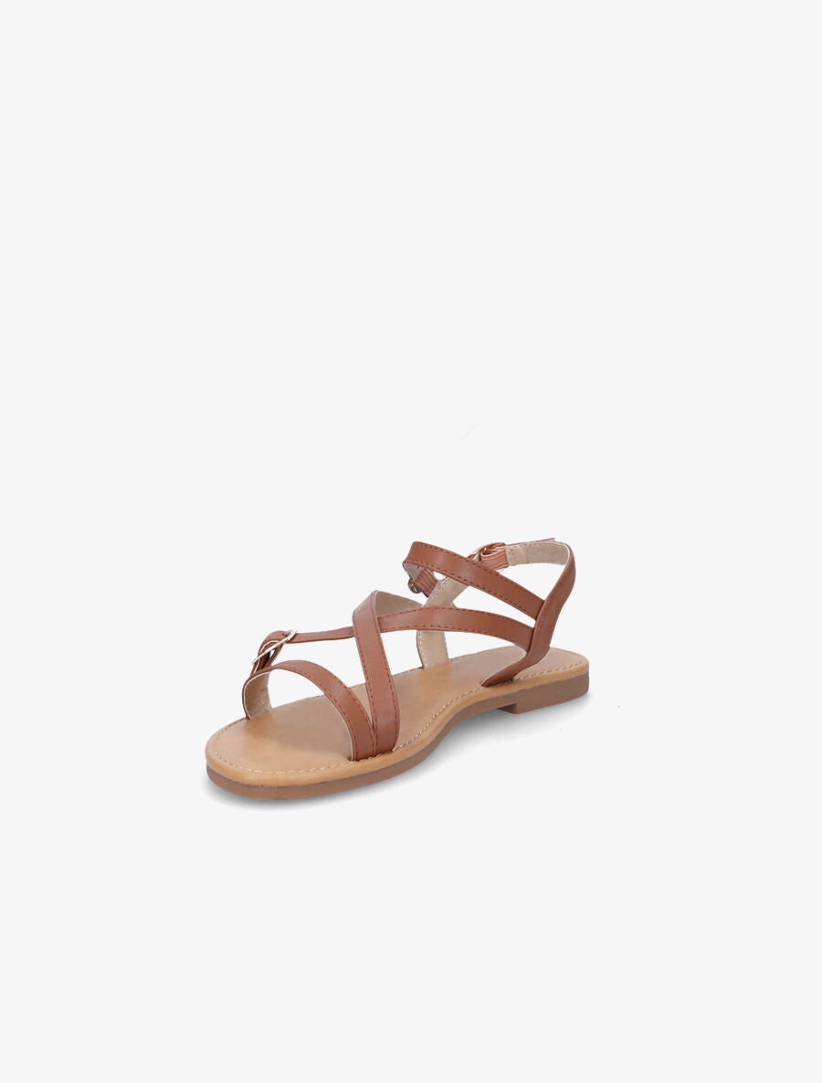 Nu-pieds en simili à brides croisées - Camel - 4