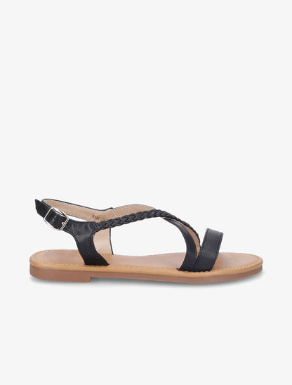 Nu-pieds en simili à bride tressée - Noir - 1